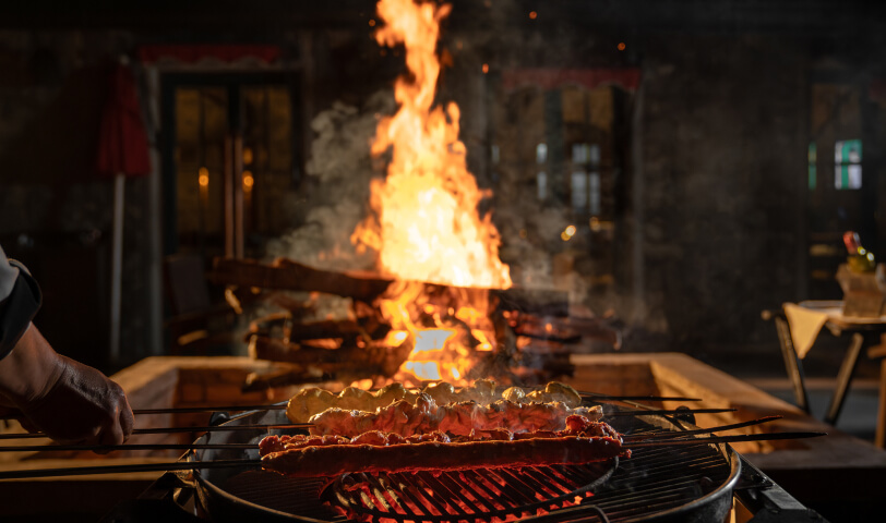 Bonfire and fireplace