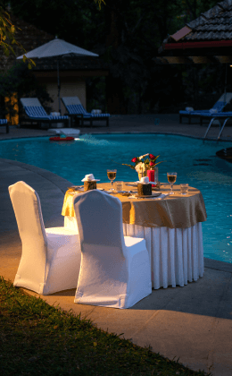 Pool Side Dinner in Coorg Resort